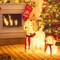 Costway Pre-lit Mama & Baby Poodle Dogs 60 Warm White LED Lights Red Hat & Scarf
